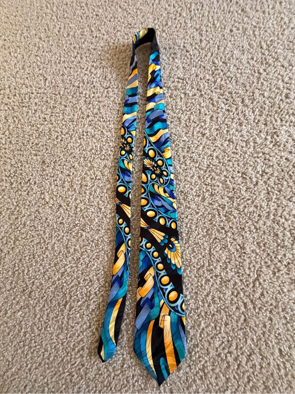 No Boundaries Blue and Yellow Skinny Scarf Hair Tie